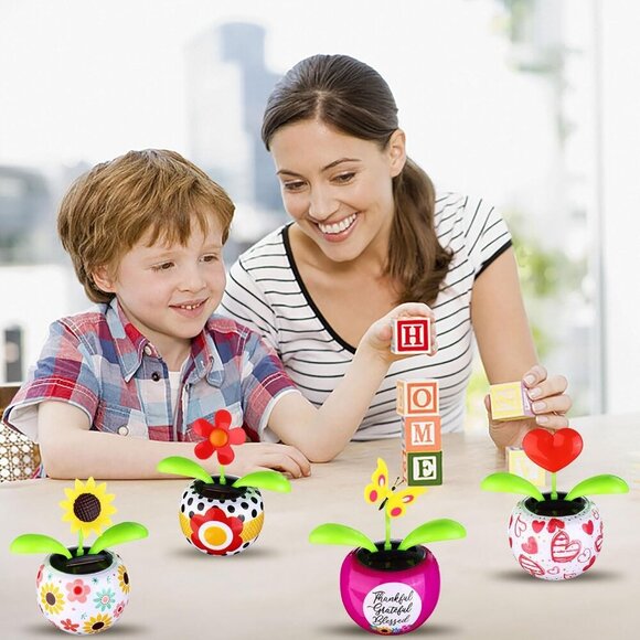 4 Solar Dancing Butterfly Toy Solar Powered Dancing Sun Flower in Colorful Pots - Picture 6 of 7